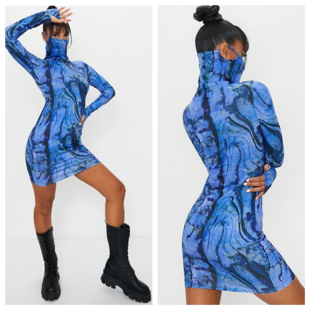 RAYON Turtleneck Tunic built in mask jersey knit #8189